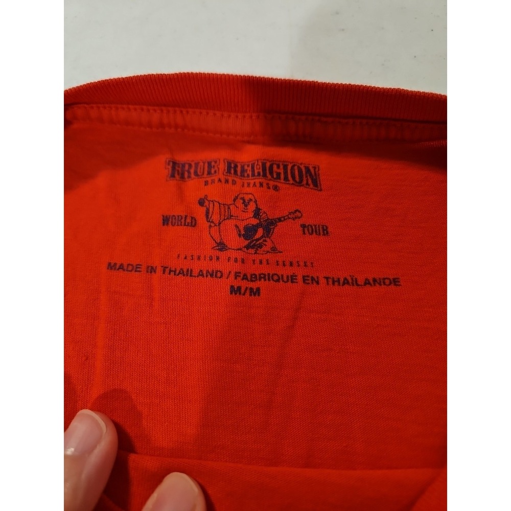 True Religion Short Sleeve T-Shirt Buddha Logo Graphic Red Men's Size M (1511 - Picture 3 of 8